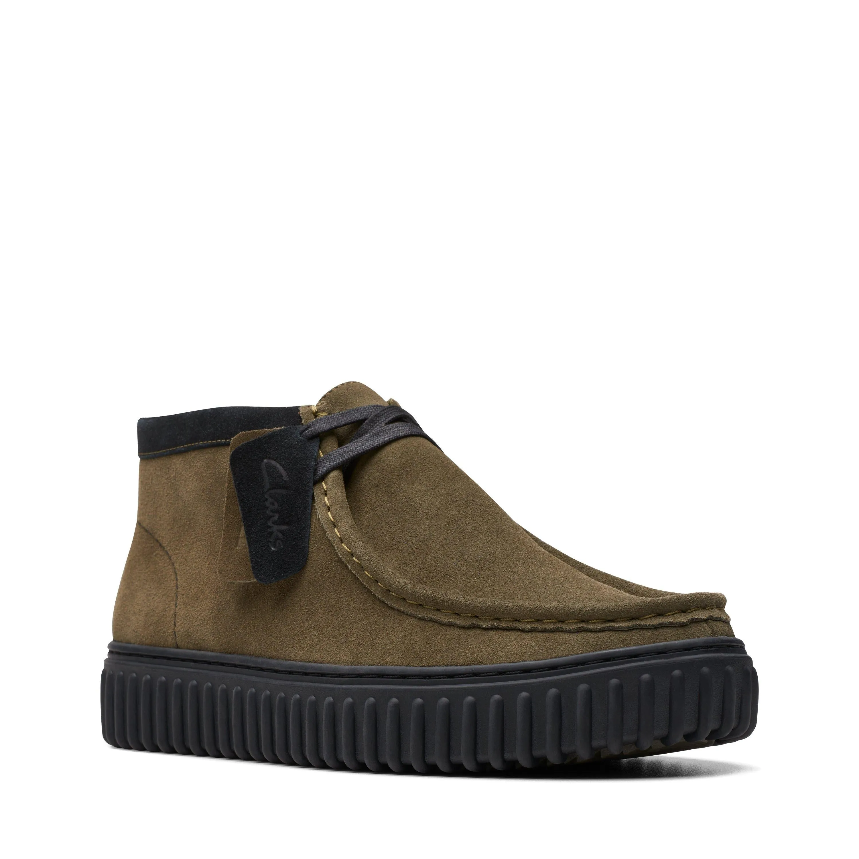 Clarks Torhill Hi in Green Suede